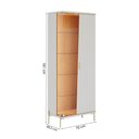 Ver imagem 4 de Cristaleira Sena 2 Portas 4 Prateleiras com Vidro Off White Matte/Freijó - Colibri