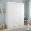 Ver imagem 1 de Guarda Roupa Infantil 4 Portas e 2 Gavetas 100% MDF Elisa Branco