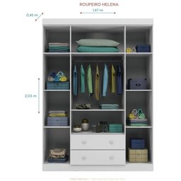 Guarda Roupa Bebê Infantil 4 Portas 2 Gavetas 100% MDF Elisa - 4