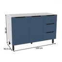 Ver imagem 3 de Balcão de Cozinha para Pia Meena 2 Portas 3 Gavetas Branco/azul - Politorno