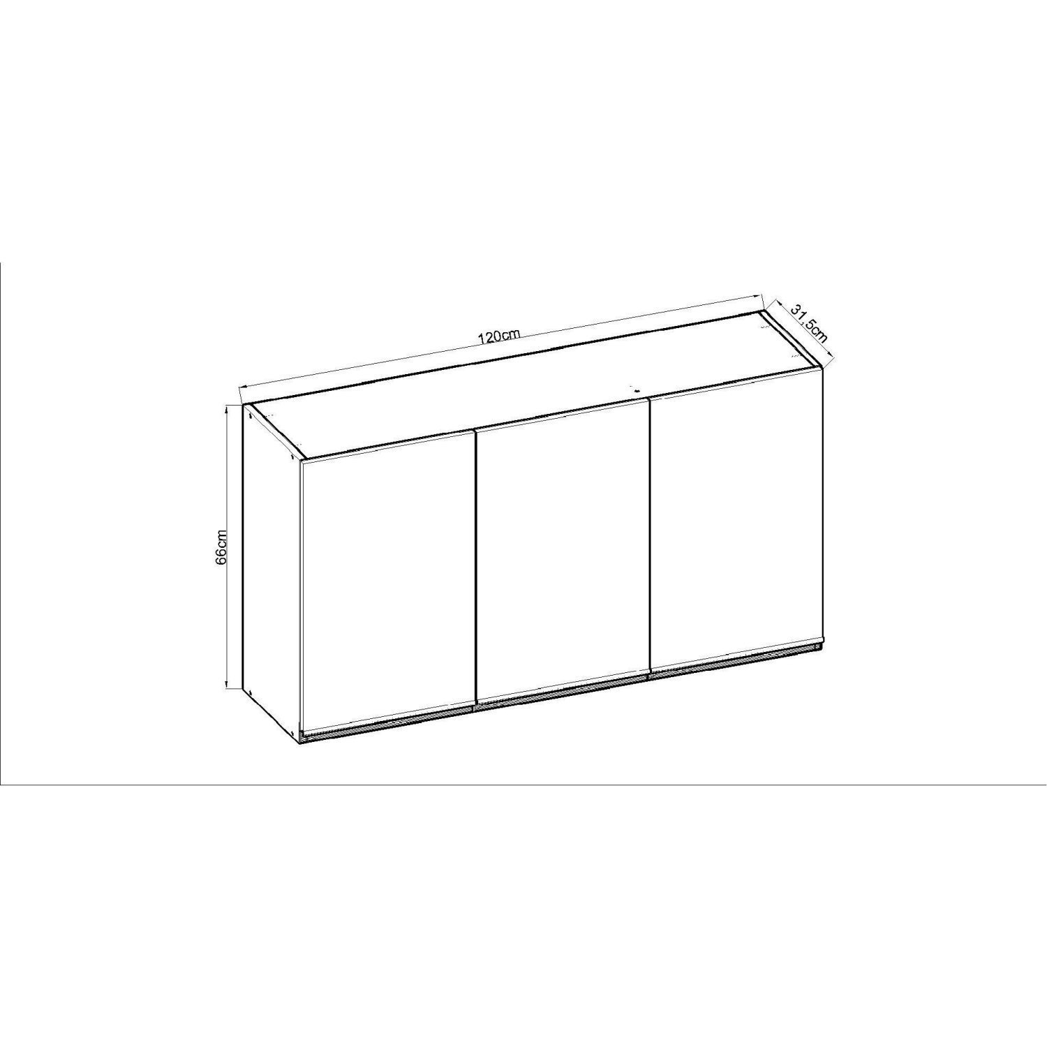 Armario Aereo 120Cm 3 Portas Conecta  - 4