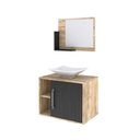 Ver imagem 2 de Conjunto Balcão C-cuba L38 e Espelheira Soft 600 Carvalho C-branco Chess Carvalho C-preto Ônix