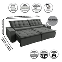 Ver imagem 3 de Sofá Elegance Retratil e Reclinavel 2,32 Mts Veludo Cinza