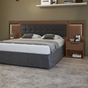 Ver imagem 1 de Cabeceira Casal / Queen 160cm 2 Mesas de Cabeceiras com LED Calitan Móveis Lopas