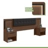 Cabeceira Casal / Queen 160cm 2 Mesas de Cabeceiras com LED Calitan Móveis Lopas - 7