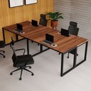Ver imagem 1 de Mesa Escritório Plataforma Trabalho 4 Lugares 2,80m x 1,20m Pés Metal 100% MDF Industrial Executive