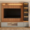 Ver imagem 1 de Estante Modular para TV até 75 Polegadas com Cristaleira LED MDF Canela Gris