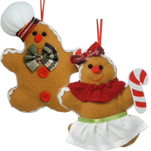 Bonecos Biscoito Ginger Pendente Enfeite Natalino 16cm 8pçs