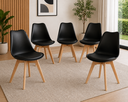 Ver imagem 1 de Kit 5 Cadeiras Leda com Almofada, Saarinen Wood Pés Madeira - Sala de Jantar, Cozinha, Escritório, H