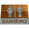 Placa Sinalização Banheiro Wc Acrílico Premium Wood C/ Prata 20x15cm - 4