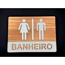 Ver imagem 3 de Placa Sinalização Banheiro Wc Acrílico Premium Wood C/ Prata 20x15cm