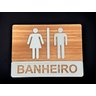 Placa Sinalização Banheiro Wc Acrílico Premium Wood C/ Prata 20x15cm - 3