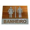Placa Sinalização Banheiro Wc Acrílico Premium Wood C/ Prata 20x15cm - 1