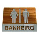 Ver imagem 1 de Placa Sinalização Banheiro Wc Acrílico Premium Wood C/ Prata 20x15cm