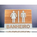 Ver imagem 2 de Placa Sinalização Banheiro Wc Acrílico Premium Wood C/ Prata 20x15cm