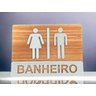 Placa Sinalização Banheiro Wc Acrílico Premium Wood C/ Prata 20x15cm - 2