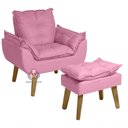 Ver imagem 1 de Poltrona-cadeira Decorativa Opala e Puff Opala Rosê com Pés Quadrado