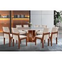 Ver imagem 1 de Conjunto Sala de Jantar Mesa Nuance Quadrada Tampo Vidro/MDP com 8 Cadeiras Mônaco Yescasa