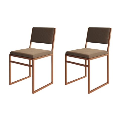 Kit 2 Cadeiras Industrial Isa Veludo Base Cobre para Mesa Sala Jantar Cozinha Decor - Cobre/marrom