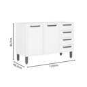 Ver imagem 3 de Balcão de Cozinha Bella C/ 2 Portas e 4 Gavetas S/ Tampo 120cm Branco - Bertolini