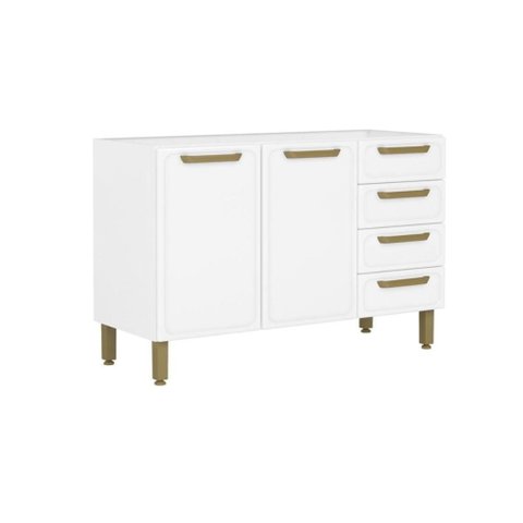 Balcão de Cozinha Bella C/ 2 Portas e 4 Gavetas S/ Tampo 120cm Branco - Bertolini