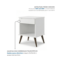 Ver imagem 4 de Mesa de Cabeceira Retrô 1 Gaveta e Nicho Melinda Branco