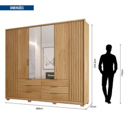 Guarda Roupa Casal Ripado 6 Portas 6 Gavetas com Espelho e Pés Suburban Espresso Móveis - 4