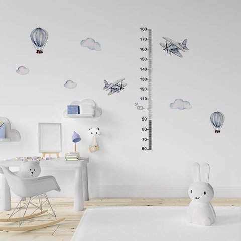 Adesivo Régua do Crescimento Infantil Balões e Aviões