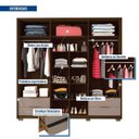 Ver imagem 2 de Guarda Roupa Casal 6 Portas 4 Gavetas Externas com Pés Suburban Espresso Móveis Marrom/Havana/Fendi