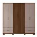 Ver imagem 3 de Guarda Roupa Casal 6 Portas 4 Gavetas Externas com Pés Suburban Espresso Móveis Marrom/Havana/Fendi