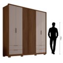 Ver imagem 5 de Guarda Roupa Casal 6 Portas 4 Gavetas Externas com Pés Suburban Espresso Móveis Marrom/Havana/Fendi