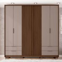 Ver imagem 1 de Guarda Roupa Casal 6 Portas 4 Gavetas Externas com Pés Suburban Espresso Móveis Marrom/Havana/Fendi