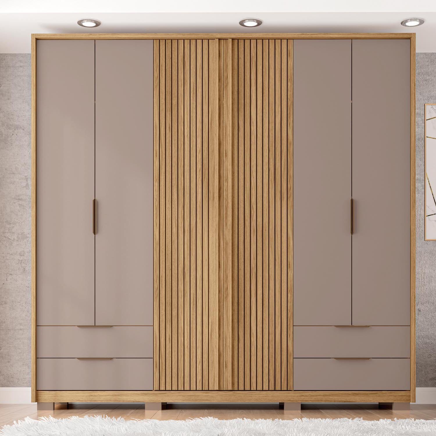 Guarda Roupa Casal 6 Portas 4 Gavetas Externas com Pés Suburban Espresso Móveis - 8