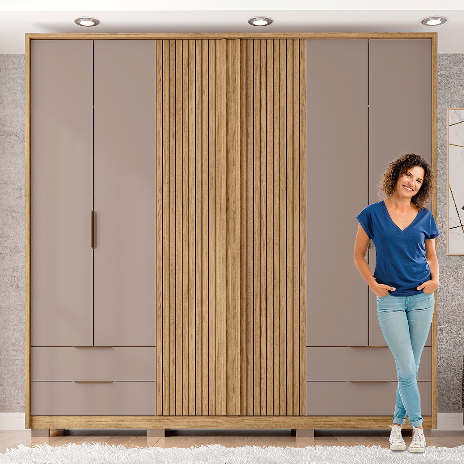 Guarda Roupa Casal 6 Portas 4 Gavetas Externas com Pés Suburban Espresso Móveis - 5
