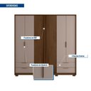 Ver mais imagens de Guarda Roupa Casal 6 Portas 4 Gavetas Externas com Pés e Puxador em MDF Suburban Espresso Móveis Marrom/Havana/Fendi