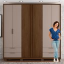 Ver imagem 5 de Guarda Roupa Casal 6 Portas 4 Gavetas Externas com Pés e Puxador em MDF Suburban Espresso Móveis Marrom/Havana/Fendi