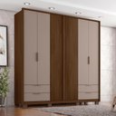 Ver imagem 1 de Guarda Roupa Casal 6 Portas 4 Gavetas Externas com Pés e Puxador em MDF Suburban Espresso Móveis Marrom/Havana/Fendi