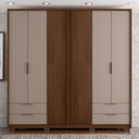 Ver imagem 7 de Guarda Roupa Casal 6 Portas 4 Gavetas Externas com Pés e Puxador em MDF Suburban Espresso Móveis Marrom/Havana/Fendi