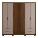 Ver imagem 3 de Guarda Roupa Casal 6 Portas 4 Gavetas Externas com Pés e Puxador em MDF Suburban Espresso Móveis Marrom/Havana/Fendi