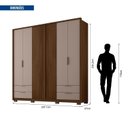 Ver imagem 4 de Guarda Roupa Casal 6 Portas 4 Gavetas Externas com Pés e Puxador em MDF Suburban Espresso Móveis Marrom/Havana/Fendi
