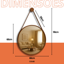 Ver imagem 6 de Espelho Redondo Adnet 60cm Decorativo com Alça em Couro Costurada + Suporte para Parede Couse