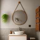 Ver imagem 2 de Espelho Redondo Adnet 60cm Decorativo com Alça em Couro Costurada + Suporte para Parede Couse