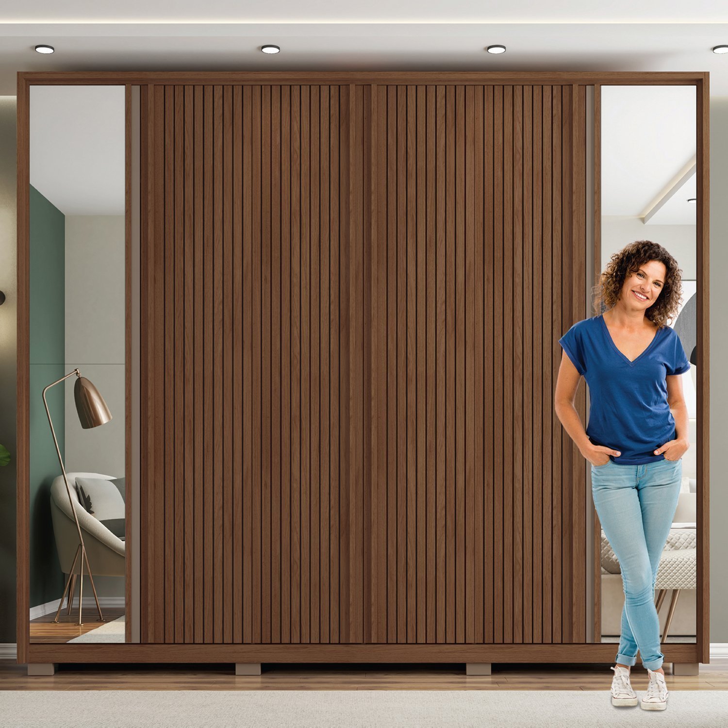 Guarda Roupa Suburban 6 Portas 4 Gavetas Ripado com Espelho Suburban  Espresso Móveis - 5