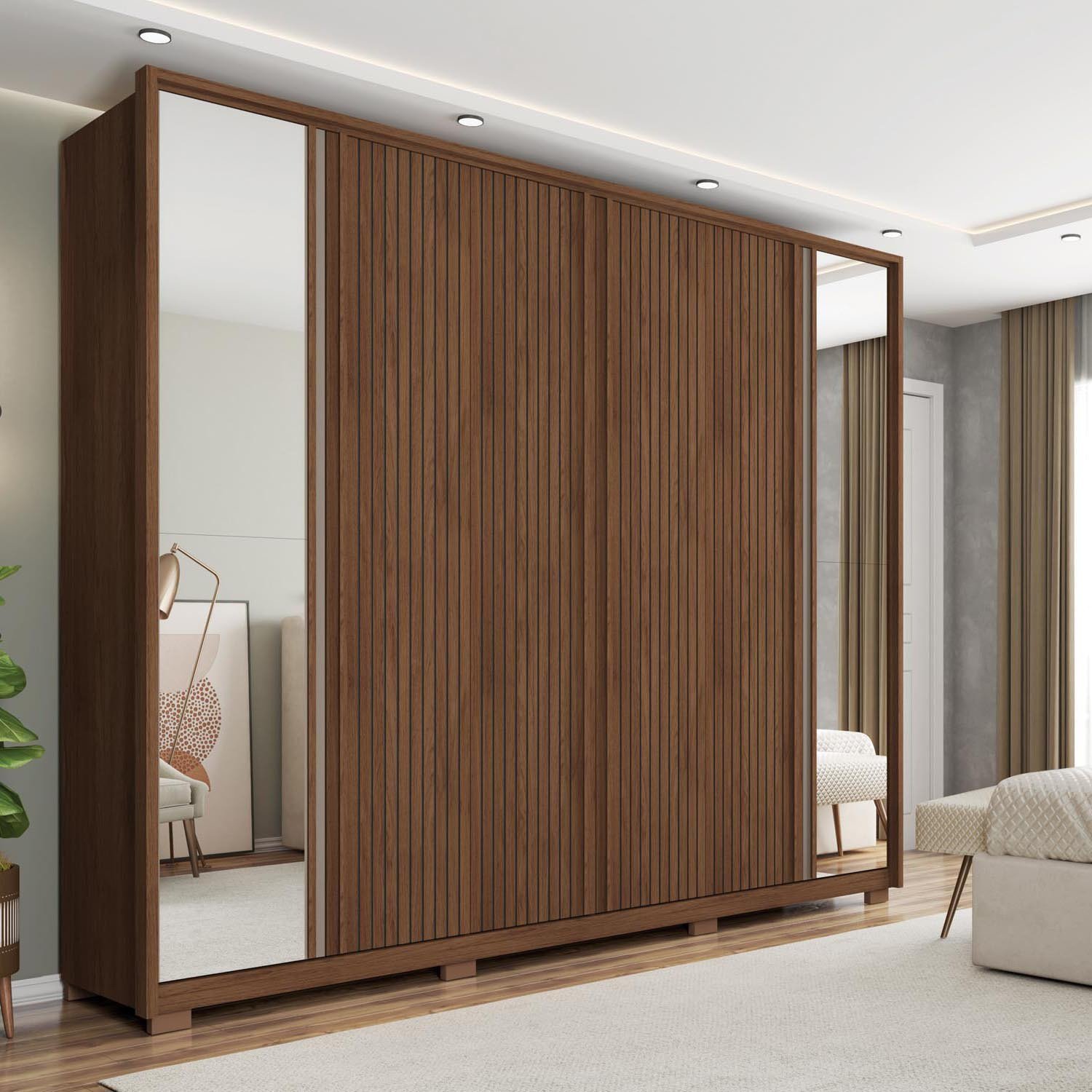 Guarda Roupa Suburban 6 Portas 4 Gavetas Ripado com Espelho Suburban  Espresso Móveis - 1