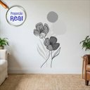 Ver imagem 2 de Adesivo Floral Boho Cinza Estilo Nórdico 70x120 Minimalista Abstrato