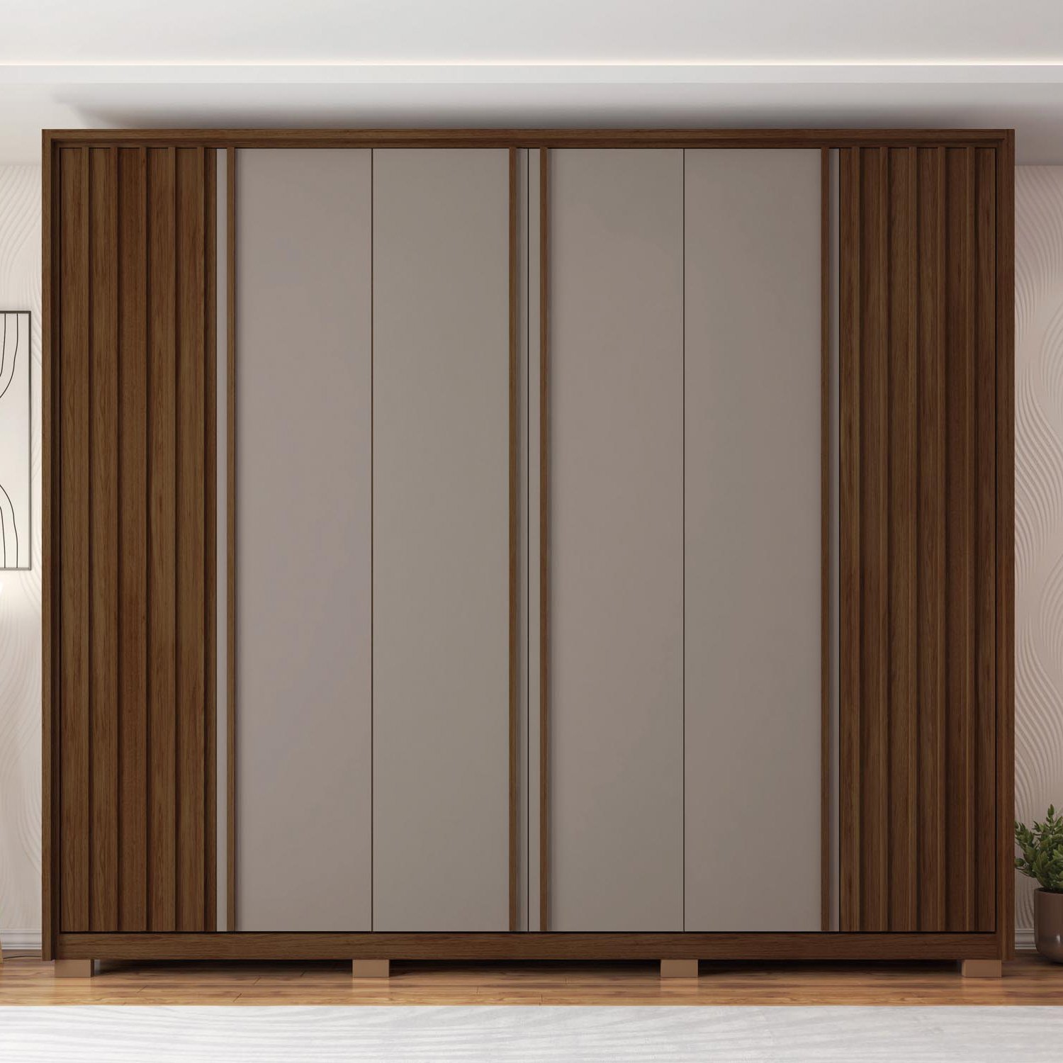 Guarda Roupa Casal 6 Portas 4 Gavetas com Pés Suburban Espresso Móveis - 2