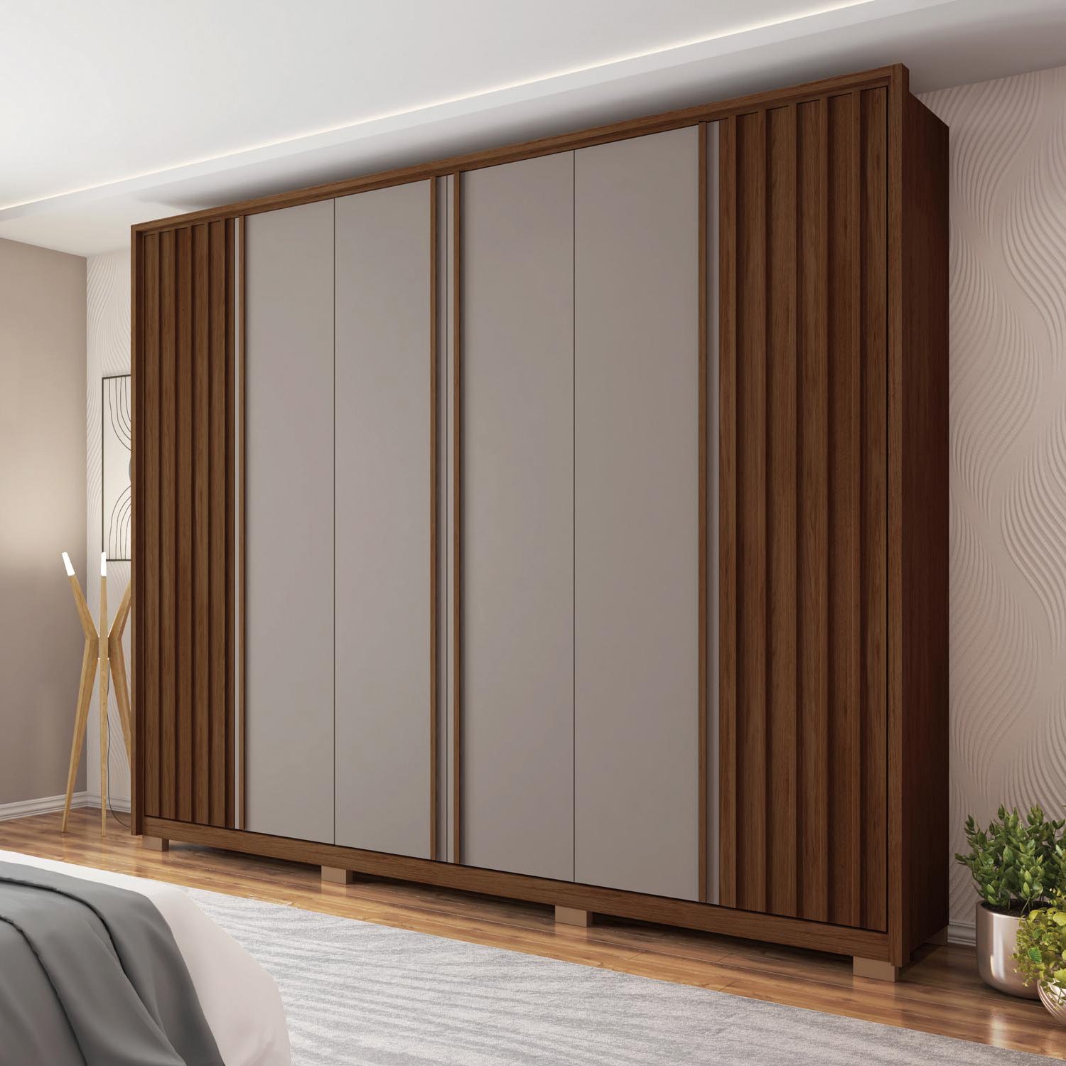 Guarda Roupa Casal 6 Portas 4 Gavetas com Pés Suburban Espresso Móveis - 1