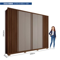 Guarda Roupa Casal 6 Portas 4 Gavetas com Pés Suburban Espresso Móveis - 5