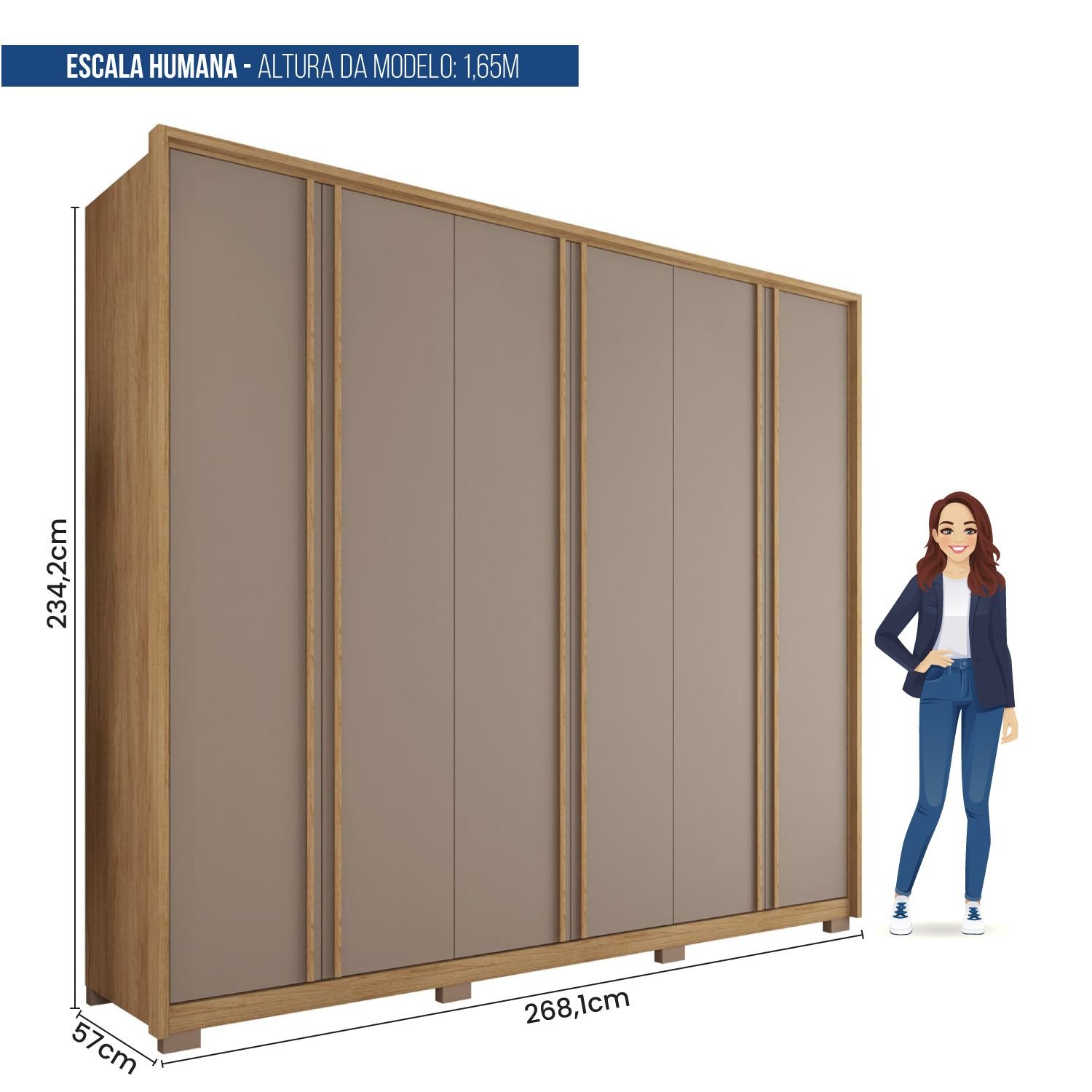 Guarda Roupa Casal 6 Portas 4 Gavetas com Pés Suburban Espresso Móveis - 4