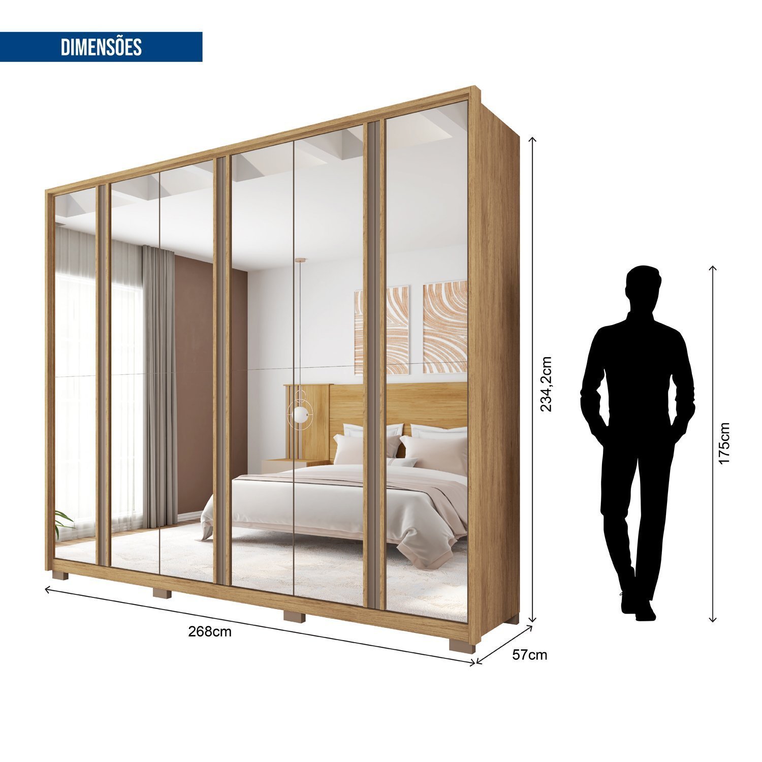 Guarda Roupa Suburban 6 Portas 4 Gavetas com Espelho e Pés Suburban  Espresso Móveis - 4
